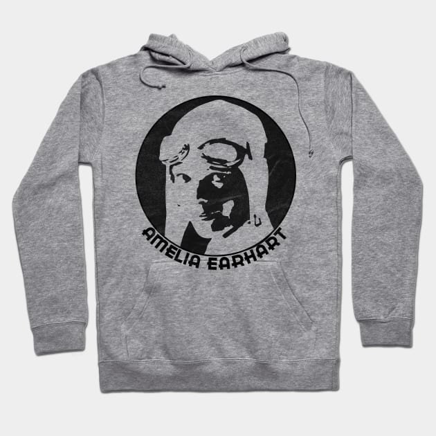 Amelia Earhart - 20th Century Icon (Black Print) Hoodie by RCDBerlin